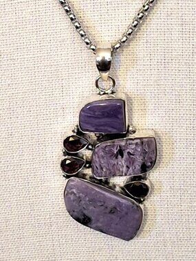 Charoite Amethyst Gemstone Ethnic Handmade  458 NWOT